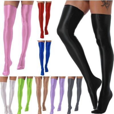 Womens Stockings Clubwear Thigh High Shiny Over Knee Socks See Through Tights